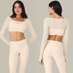 Alo Yoga Airlift Long Sleeve Ballet Dream Bra - Macadamia SZ Large